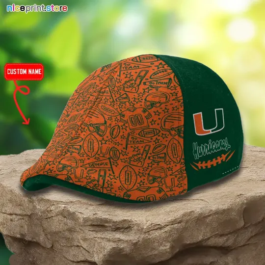 Discover Miami Team Hurricanes Ivy Cap NCAA Ivy Cap Flat Cap Driving Cap Golf Cap