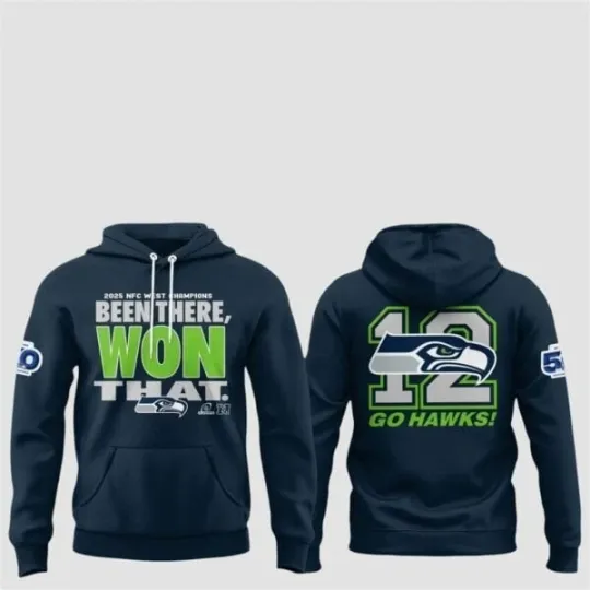 Discover Seahawks 2025 West Champions 12 Go Hawks Hoodie