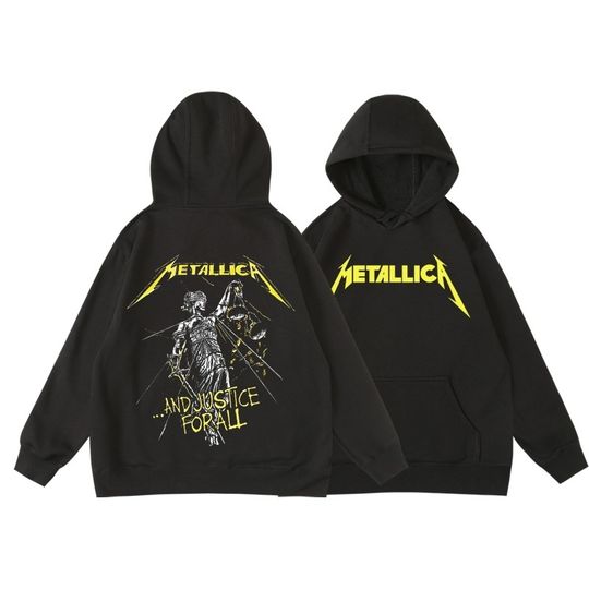 Discover Metallica and Justice for All Hoodie Men's and Women's Long Sleeve Sweatshirt Retro Rock Band Pullover Oversize Top Men Clothing