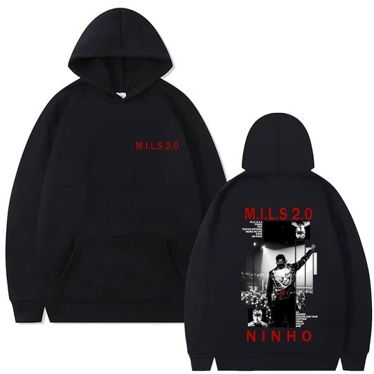 Discover Rapper Ninho MILS 2.0 Album Graphic Hoodie Men Women Hip Hop Fashion Pop Music Hoodies Men's Vintage Casual Fleece Sweatshirt