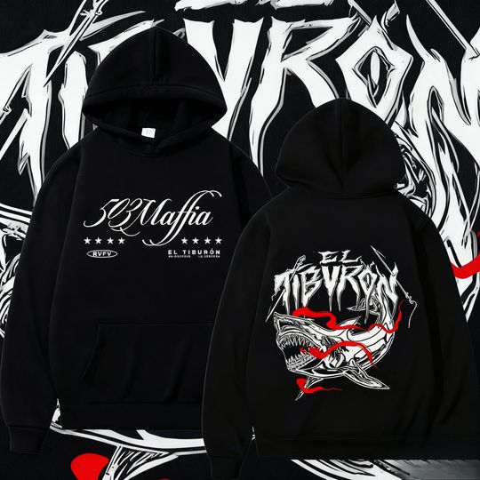 Discover Rapper RVFV ELTIBVRON 503 Mafia Tour 2025 Album Hoody Men's Fashion 2025-26 Autumn/Winter 100% Pure Cotton Printed Hoodie