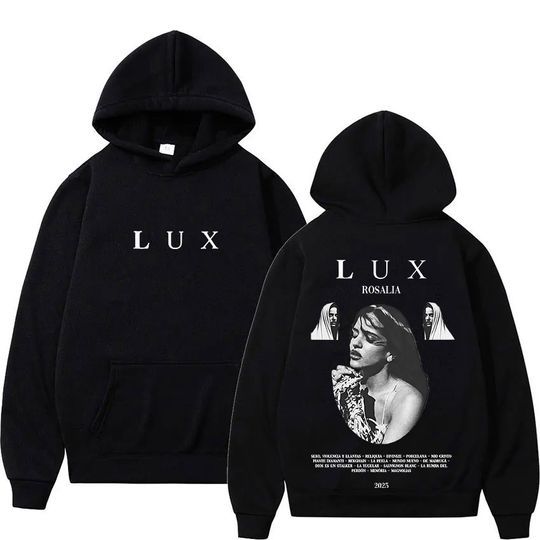 Discover Rapper Rosalia Lux Tour 2025 Album Cover Hoody Men Women Clothing Vintage Aesthetic Sweatshirt Rock Oversized Fleece Tops Hoodie