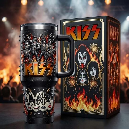 Discover Vintage Kiss Band Yeti 40Oz Stanley Tumbler, Kiss Band Tumbler 40oz, Lover Kiss Tumbler 40oz, Hot Cold Drink Cup, Gift Birthday