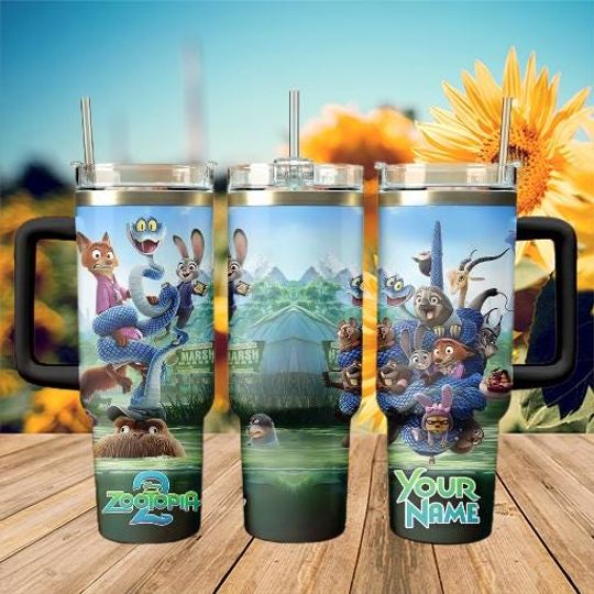 Discover Personalized Zootopia 40oz Tumbler, Custom Name Cartoon Travel Mug, Cute Animal Cup Gift for Kids Friends, Kids Gift Cup