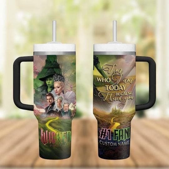 Custom Wicked Tumbler 40Oz, Elphaba And Glinda Tumbler, Broadway Musical Tumbler Cup, Retro Wicked Movie Coffee Tumbler For Fans