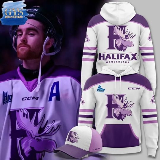 Halifax Mooseheads Hockey Fight Cancer Limited Edition Hoodie (No include Cap)
