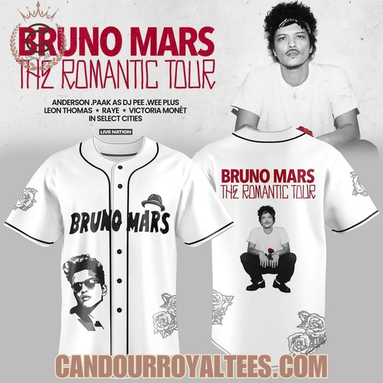 Discover Bruno Mars The Romantic 2026 Solo Lovers 2026 Tour Baseball Jersey