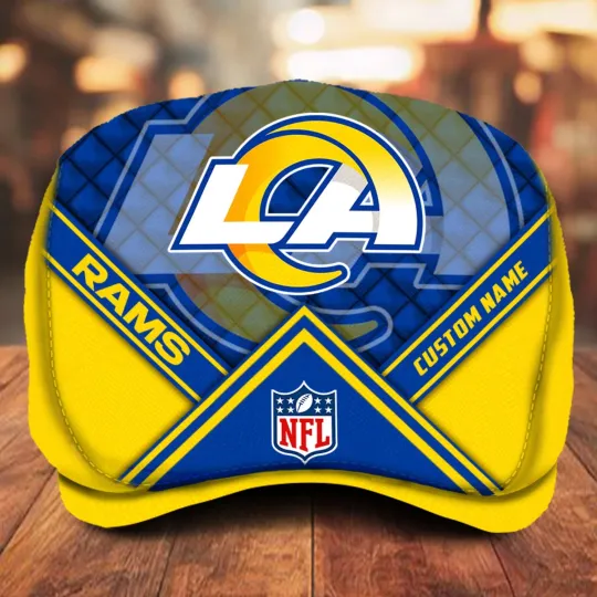 Discover Los-Angeles-Rams Jeff Cap football Newsboy Cap Golf Cap Driving Hat for Men M1