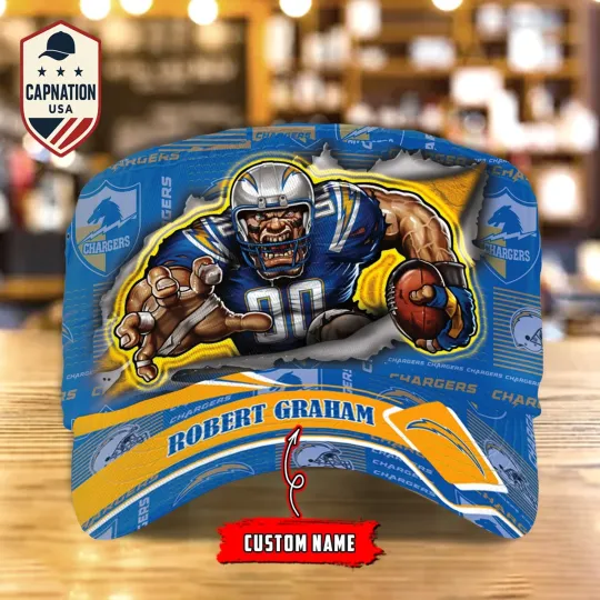 Discover Los-Angeles-Chargers Custom Military Cap NF-L Flat Cap Baseball Cap Gift For Men