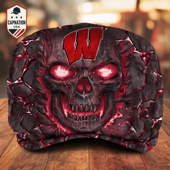 Discover Wisconsin-Badgers Jeff Cap NCAA Newsboy Cap Golf Cap NCAA Flat Cap Gift For Men