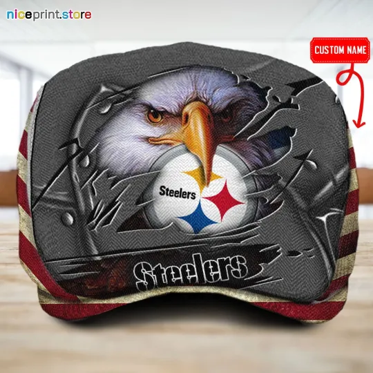 Discover Pittsburgh Team Steeler Jeff Cap football Beret Hat Flat Cap football Golf Cap Driver