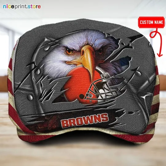 Discover Cleveland Team Browns Jeff Cap football Beret Hat Flat Cap football Golf Cap Browns Driver