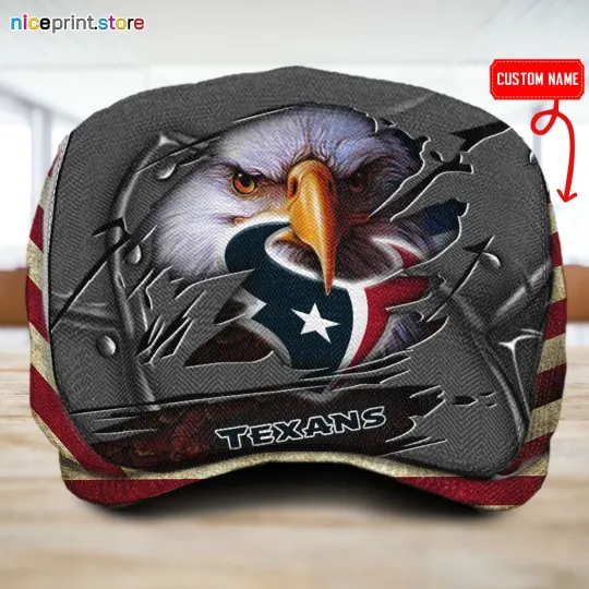 Discover Houston Team Texans Jeff Cap football Beret Hat Flat Cap football Golf Cap Texans Driver