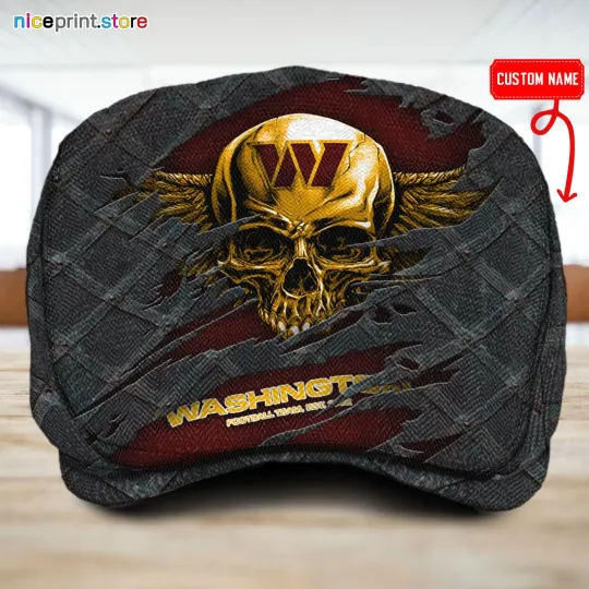 Discover Washington Team Commanders Jeff Cap Commanders football Driver Cap football Flat Cap