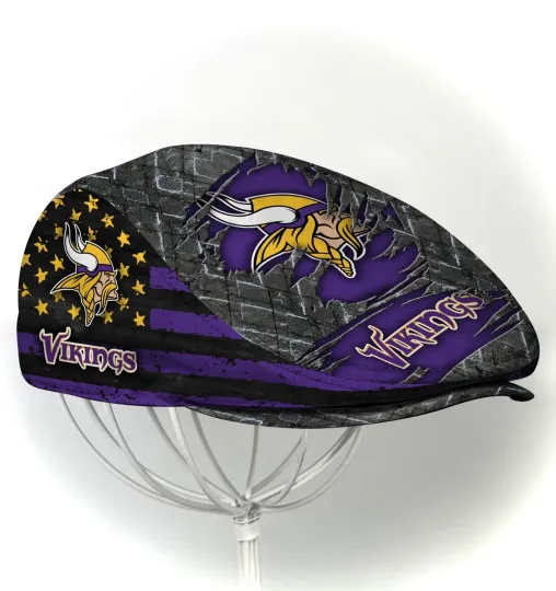 Discover Minnesota Team Vikings Jeff Cap football Jeff Cap Vikings Cap Newsboy Cap For Men 5