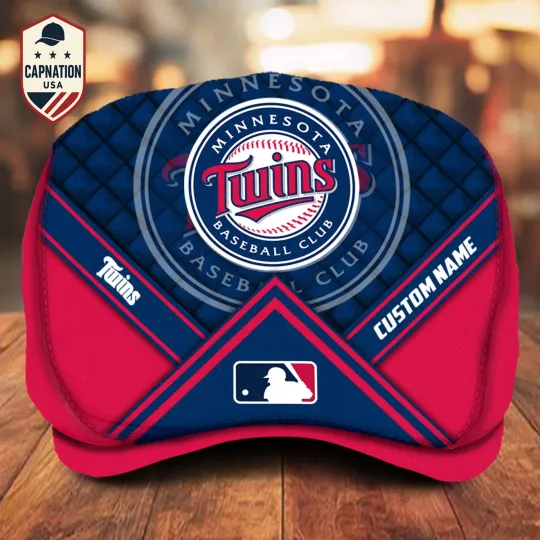 Discover Minnesota-Twins Custom Name Jeff Cap MLB Jeff Cap Driving Cap Newsboy Cap1