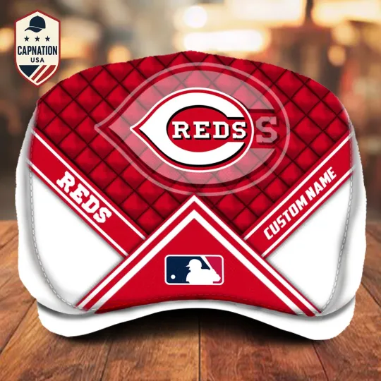 Discover Cincinnati-Reds Custom Name Jeff Cap MLB Jeff Cap Driving Cap Newsboy Cap1