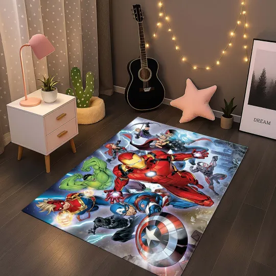 Discover Superhero Rug, Boys Room Decor, Iron Man Carpet, Hulk Bedroom Mat, Captain