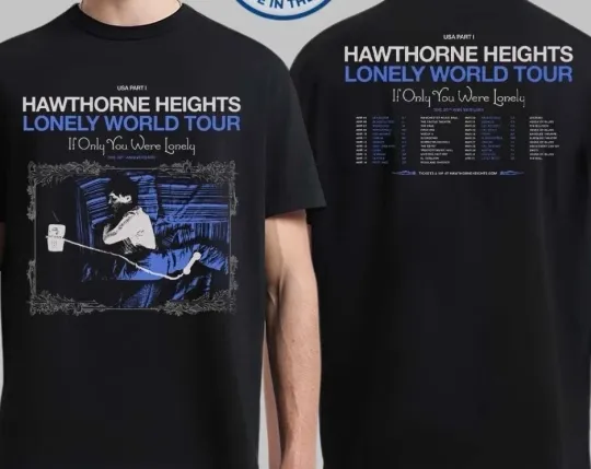 Discover Hawthorne Heights Lonely World Tour 2026 Double Sided T-Shirt