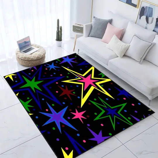 Discover Star Rug, Colorful Room Carpet, Kids Room Decor, Bright Star Rug