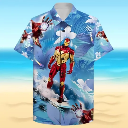 Iron Man Surfing Hawaiian T-Shirt