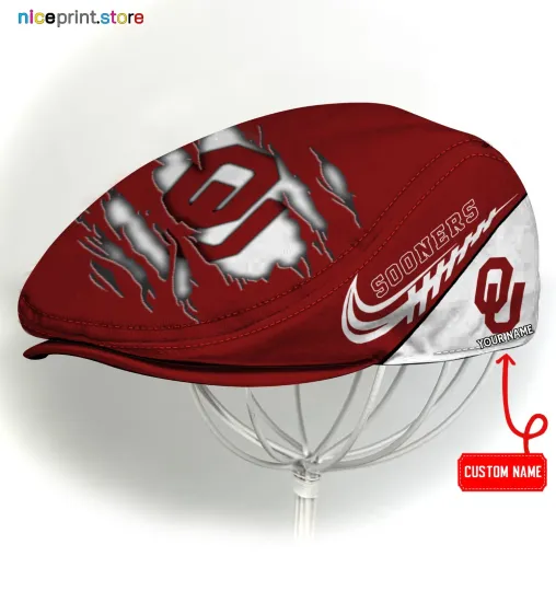 Discover Oklahoma Team Sooners Jeff Cap NCAA Newsboy Cap Golf Cap NCAA Flat Cap For Men
