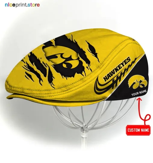 Discover Iowa Team Hawkeyes Jeff Cap NCAA Newsboy Cap Golf Cap NCAA Flat Cap For Men