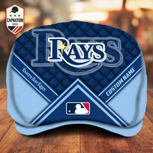 Discover Tampa-Bay-Rays Custom Name Jeff Cap MLB Jeff Cap Driving Cap Newsboy Cap1
