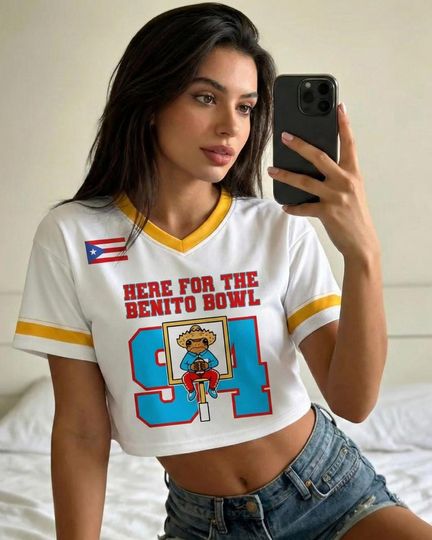 Discover 2 Sided Benito Bowl Custom Name and Number Mesh Football Crop Top, Personalized Team Benito 94 Sports Shirt, Game Day Outfit