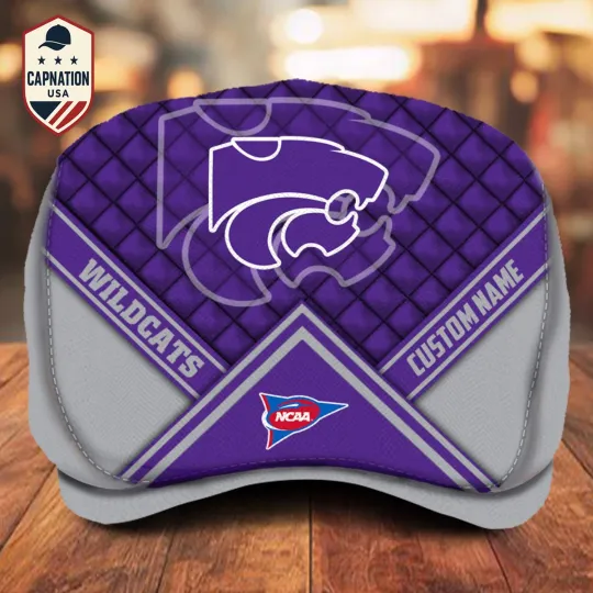 Discover Kansas State Wildcats Jeff Cap Custom Name Driving Cap Golf Cap Flat Cap