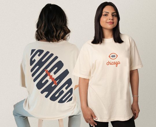 Discover Retro Chicago Football T-Shirt Vintage CHI Sports Fan Graphic Tee with Back Print