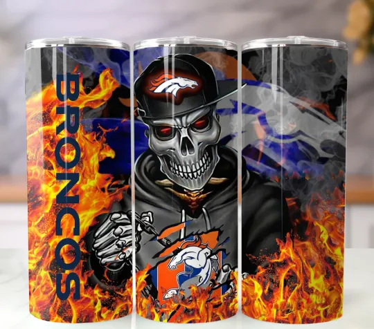 Discover Denver Broncos 20oz Tumbler Insulated Stainless Steel Cup Lid and Straw