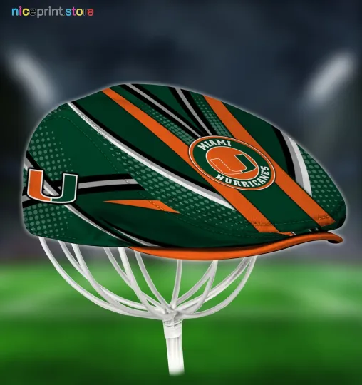 Discover Miami Team Hurricanes Jeff Cap Driving Cap Golf Cap Flat Cap Newsboy Cap