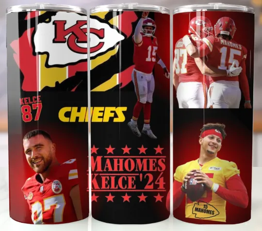 Discover Kansas City Kelce Mahomes Tumbler  Stainless Steel Cup w/Lid Straw