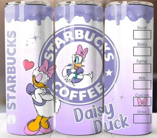 Discover Daisy Duck Tumbler Insulated Travel Mug Stainless Steel Cup Straw