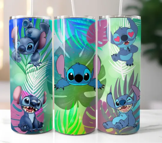 Discover Stitch Tumbler 20oz Stainless Steel Insulated Cup Mug Straw Lid