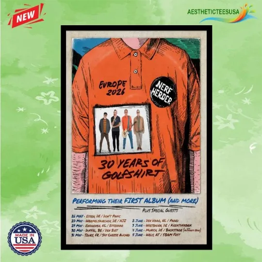 Discover NEW Nerf Herder Europe Tour 2026 Poster Home Decor, Wall Art, No Frame, Fan Gift