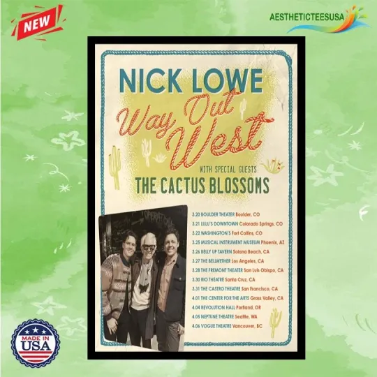 Discover NEW Nick Lowe March & April Tour 2026 Poster Home Decor, Wall Art, Fan Gift