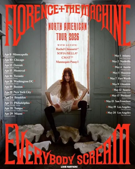 Florence and The Machine Everybody Scream Tour 2026 Poster