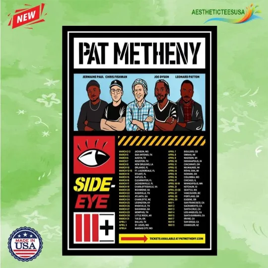 Discover NEW Pat Metheny Side-Eye III On Tour 2026 Poster Home Decor, Wall Art, Fan Gift