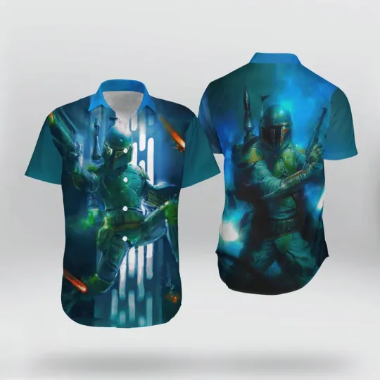 Disney Star Wars Boba Fett Battle Pose Hawaiian Shirt