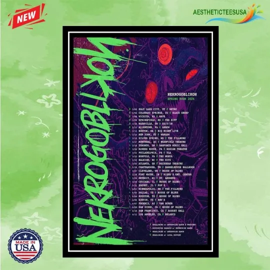 Discover NEW Nekrogoblikon Spring Tour 2026 Poster Home Decor, Wall Art, Fan Gift