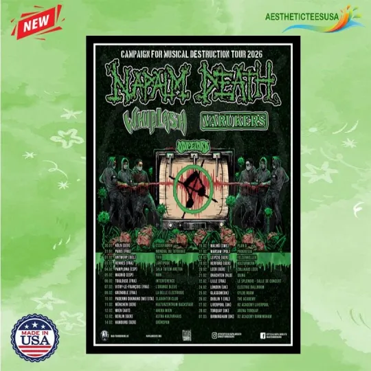 Discover NEW Napalm Death Campaign For Musical Destruction Tour 2026 Poster