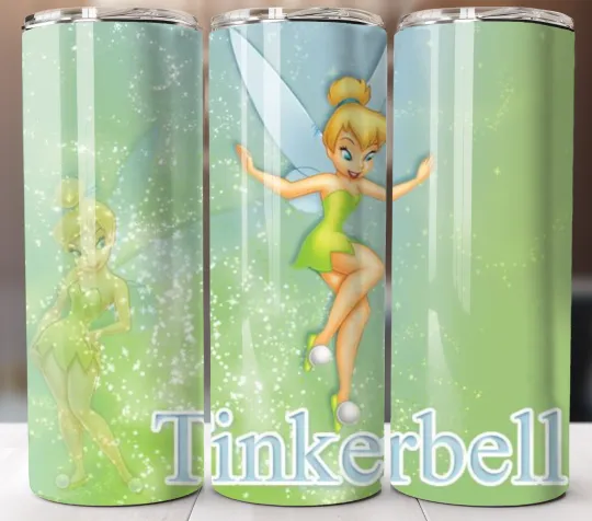 Tinkerbell Insulated Stainless Steel Travel Mug Cup Straw Lid
