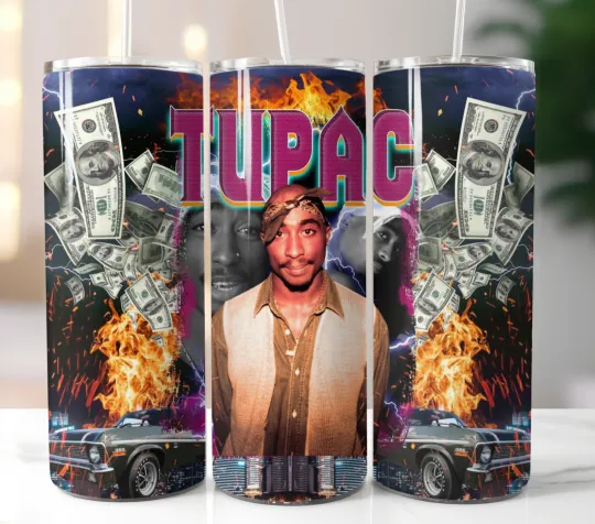 Discover Tupac Tumbler Stainless Steel Skinny Straw Insulated Cup Mug