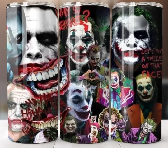 Discover Joker Faces Tumbler Insulated Stainless Steel Cup Mug Straw Lid