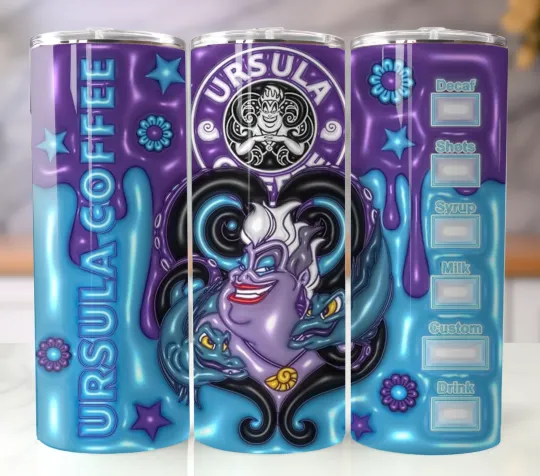 Discover Inflated 3D Ursula Insulated Tumbler with Straw - Stainless Steel Mug