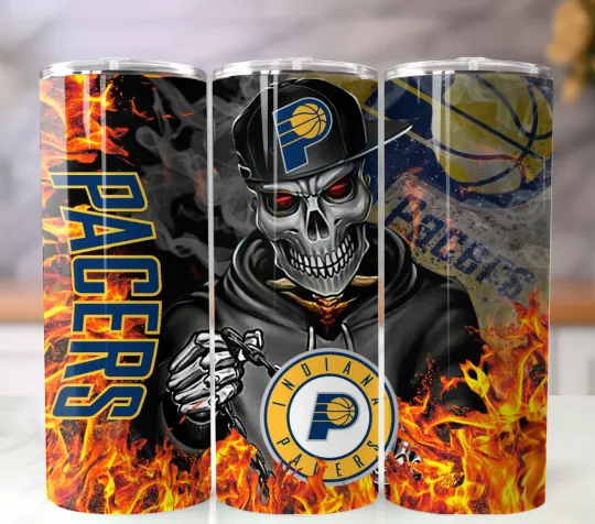 Discover Indiana Pacers Tumbler Insulated Stainless Steel Cup Lid and Straw