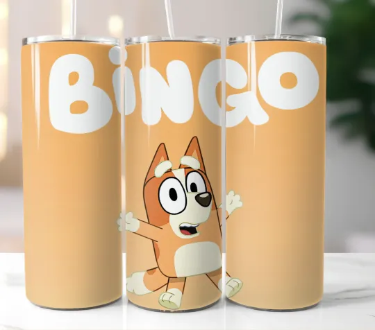 Discover BlueyDad Bingo Tumbler Stainless Steel Skinny Straw Insulated Cup Mug