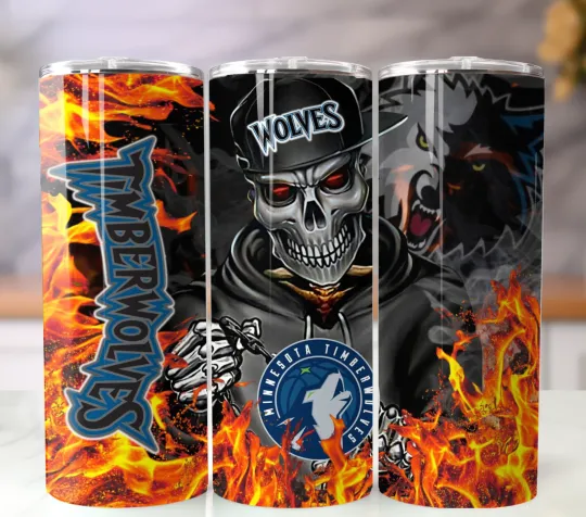 Discover Minnesota Timberwolves Tumbler Insulated Stainless Steel Cup Lid and Straw